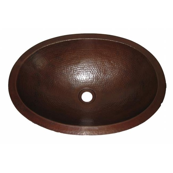 Novatto Novatto TCU-002AN QUITO Oval Undermount Copper Bath Sink with Antigua Finish 19-Inch Width TCU-002AN - main